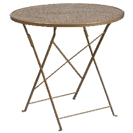 Commercial Grade 30" Round Gold Indoor-Outdoor Steel Folding Patio Table, CO-4-GD-GG