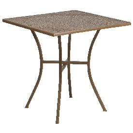 Commercial Grade 28" Square Gold Indoor-Outdoor Steel Patio Table, CO-5-GD-GG