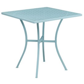 Commercial Grade 28" Square Sky Blue Indoor-Outdoor Steel Patio Table, CO-5-SKY-GG