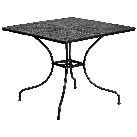 Commercial Grade 35.5" Square Black Indoor-Outdoor Steel Patio Table, CO-6-BK-GG