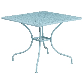 Commercial Grade 35.5" Square Sky Blue Indoor-Outdoor Steel Patio Table, CO-6-SKY-GG