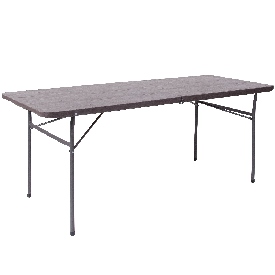 6-Foot Bi-Fold Brown Wood Grain Plastic Folding Table with Carrying Handle, DAD-LF-183Z-GG 6-Foot Bi-Fold Brown Wood Grain Plastic Folding Table with Carrying Handle, DAD-LF-183Z-GG