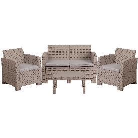 4 Piece Outdoor Faux Rattan Chair, Loveseat and Table Set in Light Gray, DAD-SF-112T-CRC-GG 4 Piece Outdoor Faux Rattan Chair, Loveseat and Table Set in Light Gray, DAD-SF-112T-CRC-GG
