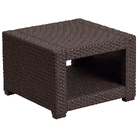Chocolate Brown Faux Rattan End Table, DAD-SF1-S-GG