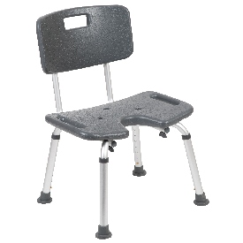 HERCULES Series Tool-Free and Quick Assembly, 300 Lb. Capacity, Adjustable Gray Bath & Shower Chair with U-Shaped Cutout