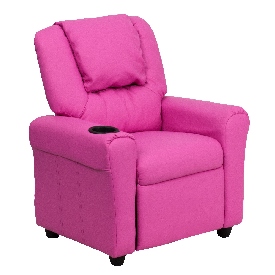 Contemporary Hot Pink Vinyl Kids Recliner with Cup Holder and Headrest, DG-ULT-KID-HOT-PINK-GG Contemporary Hot Pink Vinyl Kids Recliner with Cup Holder and Headrest, DG-ULT-KID-HOT-PINK-GG