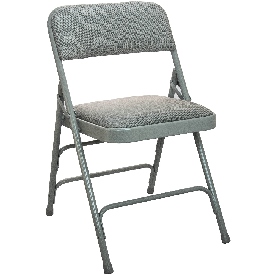 2-Pack Advantage Grey Padded Metal Folding Chair - Grey 1-in Fabric Seat, DPI903F-GG-2