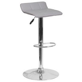 Contemporary Gray Vinyl Adjustable Height Barstool with Quilted Wave Seat and Chrome Base, DS-801B-GY-GG Contemporary Gray Vinyl Adjustable Height Barstool with Quilted Wave Seat and Chrome Base, DS-801B-GY-GG