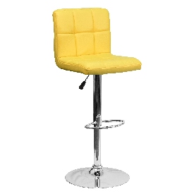 Contemporary Yellow Quilted Vinyl Adjustable Height Barstool with Chrome Base, DS-810-MOD-YEL-GG Contemporary Yellow Quilted Vinyl Adjustable Height Barstool with Chrome Base, DS-810-MOD-YEL-GG