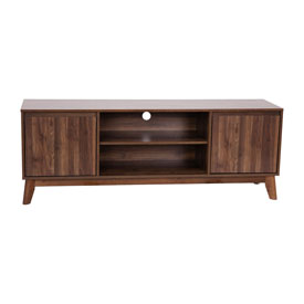 Hatfield Mid-Century Modern TV Stand in Walnut for up to 64 inch TV's - 60 Inch Media Center with Adjustable Center Shelf and Dual Soft Close Doors, EM-TV1500-WAL-GG