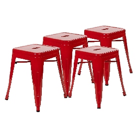 18" Table Height Stool, Stackable Backless Metal Indoor Dining Stool, Commercial Grade Restaurant Stool in Red - Set of 4, ET-BT3503-18-RED-GG 18" Table Height Stool, Stackable Backless Metal Indoor Dining Stool, Commercial Grade Restaurant Stool in Red - Set of 4, ET-BT3503-18-RED-GG