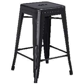 Commercial Grade 24" High Backless Distressed Black Metal Indoor-Outdoor Counter Height Stool, ET-BT3503-24-BK-GG