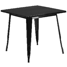 Commercial Grade 31.5" Square Black Metal Indoor-Outdoor Table, ET-CT002-1-BK-GG