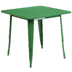 Commercial Grade 31.5" Square Green Metal Indoor-Outdoor Table, ET-CT002-1-GN-GG