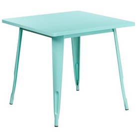 Commercial Grade 31.5" Square Mint Green Metal Indoor-Outdoor Table, ET-CT002-1-MINT-GG