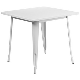 Commercial Grade 31.5" Square White Metal Indoor-Outdoor Table, ET-CT002-1-WH-GG