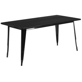 Commercial Grade 31.5" x 63" Rectangular Black Metal Indoor-Outdoor Table, ET-CT005-BK-GG Commercial Grade 31.5" x 63" Rectangular Black Metal Indoor-Outdoor Table, ET-CT005-BK-GG