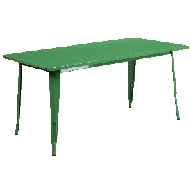 Commercial Grade 31.5" x 63" Rectangular Green Metal Indoor-Outdoor Table, ET-CT005-GN-GG