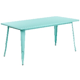 Commercial Grade 31.5" x 63" Rectangular Mint Green Metal Indoor-Outdoor Table, ET-CT005-MINT-GG