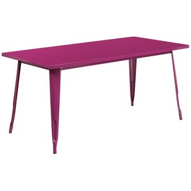 Commercial Grade 31.5" x 63" Rectangular Purple Metal Indoor-Outdoor Table, ET-CT005-PUR-GG