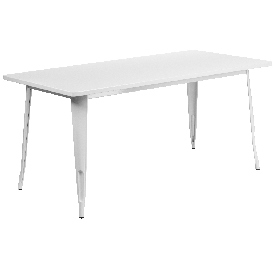 Commercial Grade 31.5" x 63" Rectangular White Metal Indoor-Outdoor Table, ET-CT005-WH-GG
