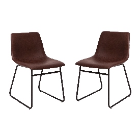 18 inch Dining Table Height Chair, Mid-Back Sled Base Dining Chair in Dark Brown LeatherSoft with Black Frame, Set of 2, ET-ER18345-18-DB-BK-GG 18 inch Dining Table Height Chair, Mid-Back Sled Base Dining Chair in Dark Brown LeatherSoft with Black Frame, Set of 2, ET-ER18345-18-DB-BK-GG