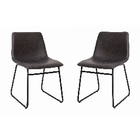 18 inch Dining Table Height Chair, Mid-Back Sled Base Dining Chair in Dark Gray LeatherSoft with Black Frame, Set of 2, ET-ER18345-18-GY-BK-GG 18 inch Dining Table Height Chair, Mid-Back Sled Base Dining Chair in Dark Gray LeatherSoft with Black Frame, Set of 2, ET-ER18345-18-GY-BK-GG