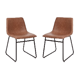 18 inch Dining Table Height Chair, Mid-Back Sled Base Dining Chair in Light Brown LeatherSoft with Black Frame, Set of 2, ET-ER18345-18-LB-BK-GG 18 inch Dining Table Height Chair, Mid-Back Sled Base Dining Chair in Light Brown LeatherSoft with Black Frame, Set of 2, ET-ER18345-18-LB-BK-GG
