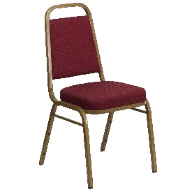 HERCULES Series Trapezoidal Back Stacking Banquet Chair in Burgundy Patterned Fabric - Gold Frame, FD-BHF-1-ALLGOLD-0847-BY-GG