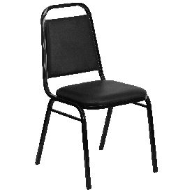 HERCULES Series Trapezoidal Back Stacking Banquet Chair in Black Vinyl - Black Frame, FD-BHF-2-GG, FD-BHF-2-GG