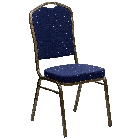 HERCULES Series Crown Back Stacking Banquet Chair in Navy Blue Dot Patterned Fabric - Gold Vein Frame, FD-C01-GOLDVEIN-S0810-GG HERCULES Series Crown Back Stacking Banquet Chair in Navy Blue Dot Patterned Fabric - Gold Vein Frame, FD-C01-GOLDVEIN-S0810-GG