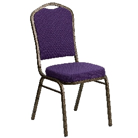 HERCULES Series Crown Back Stacking Banquet Chair in Purple Fabric - Gold Vein Frame, FD-C01-PUR-GV-GG HERCULES Series Crown Back Stacking Banquet Chair in Purple Fabric - Gold Vein Frame, FD-C01-PUR-GV-GG