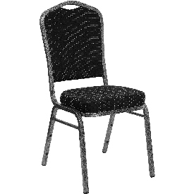 HERCULES Series Crown Back Stacking Banquet Chair in Black Dot Patterned Fabric - Silver Vein Frame, FD-C01-SILVERVEIN-S076-GG HERCULES Series Crown Back Stacking Banquet Chair in Black Dot Patterned Fabric - Silver Vein Frame, FD-C01-SILVERVEIN-S076-GG