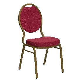 HERCULES Series Teardrop Back Stacking Banquet Chair in Burgundy Patterned Fabric - Gold Frame, FD-C04-ALLGOLD-2804-GG