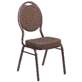 HERCULES Series Teardrop Back Stacking Banquet Chair in Brown Patterned Fabric - Copper Vein Frame, FD-C04-COPPER-008-T-02-GG