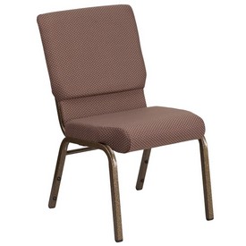 HERCULES Series 18.5''W Stacking Church Chair in Brown Dot Fabric - Gold Vein Frame, FD-CH02185-GV-BNDOT-GG HERCULES Series 18.5''W Stacking Church Chair in Brown Dot Fabric - Gold Vein Frame, FD-CH02185-GV-BNDOT-GG