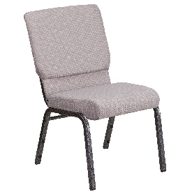 HERCULES Series 18.5''W Stacking Church Chair in Gray Dot Fabric - Silver Vein Frame, FD-CH02185-SV-GYDOT-GG