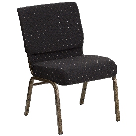 HERCULES Series 21''W Stacking Church Chair in Black Dot Patterned Fabric - Gold Vein Frame, FD-CH0221-4-GV-S0806-GG HERCULES Series 21''W Stacking Church Chair in Black Dot Patterned Fabric - Gold Vein Frame, FD-CH0221-4-GV-S0806-GG