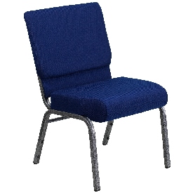 HERCULES Series 21''W Stacking Church Chair in Navy Blue Fabric - Silver Vein Frame, FD-CH0221-4-SV-NB24-GG HERCULES Series 21''W Stacking Church Chair in Navy Blue Fabric - Silver Vein Frame, FD-CH0221-4-SV-NB24-GG