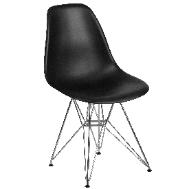 Elon Series Black Plastic Chair with Chrome Base, FH-130-CPP1-BK-GG Elon Series Black Plastic Chair with Chrome Base, FH-130-CPP1-BK-GG