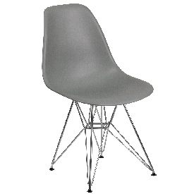 Elon Series Moss Gray Plastic Chair with Chrome Base, FH-130-CPP1-GY-GG Elon Series Moss Gray Plastic Chair with Chrome Base, FH-130-CPP1-GY-GG