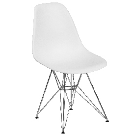 Elon Series White Plastic Chair with Chrome Base, FH-130-CPP1-WH-GG Elon Series White Plastic Chair with Chrome Base, FH-130-CPP1-WH-GG