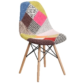 Elon Series Milan Patchwork Fabric Chair with Wooden Legs, FH-130-DCV1-D-GG Elon Series Milan Patchwork Fabric Chair with Wooden Legs, FH-130-DCV1-D-GG