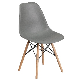Elon Series Moss Gray Plastic Chair with Wooden Legs, FH-130-DPP-GY-GG Elon Series Moss Gray Plastic Chair with Wooden Legs, FH-130-DPP-GY-GG