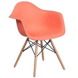 Alonza Series Peach Plastic Chair with Wooden Legs, FH-132-DPP-PE-GG Alonza Series Peach Plastic Chair with Wooden Legs, FH-132-DPP-PE-GG