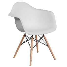 Alonza Series White Plastic Chair with Wooden Legs, FH-132-DPP-WH-GG Alonza Series White Plastic Chair with Wooden Legs, FH-132-DPP-WH-GG