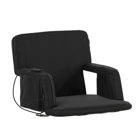 Malta Black Portable Heated Reclining Stadium Chair with Armrests, Heated Padded Back & Heated Seat with Dual Storage Pockets and Backpack Straps, FV-FA090HH-BK-GG Malta Black Portable Heated Reclining Stadium Chair with Armrests, Heated Padded Back & Heated Seat with Dual Storage Pockets and Backpack Straps, FV-FA090HH-BK-GG