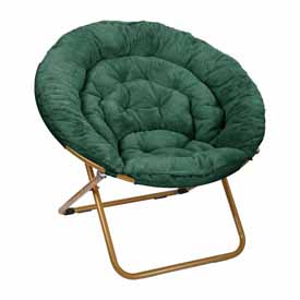 Gwen 38" Oversize Portable Faux Fur Folding Saucer Moon Chair for Dorm and Bedroom, Emerald Faux Fur/Soft Gold Frame, FV-FMC-025-EMRLD-SGD-GG Gwen 38" Oversize Portable Faux Fur Folding Saucer Moon Chair for Dorm and Bedroom, Emerald Faux Fur/Soft Gold Frame, FV-FMC-025-EMRLD-SGD-GG