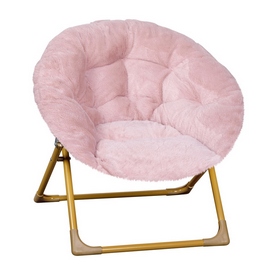 Gwen 23" Kids Cozy Mini Folding Saucer Chair, Faux Fur Moon Chair for Toddlers and Bedroom, Blush/Soft Gold, FV-FMC-030-BL-SGD-GG Gwen 23" Kids Cozy Mini Folding Saucer Chair, Faux Fur Moon Chair for Toddlers and Bedroom, Blush/Soft Gold, FV-FMC-030-BL-SGD-GG