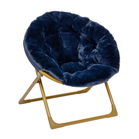 Gwen 23" Kids Cozy Mini Folding Saucer Chair, Faux Fur Moon Chair for Toddlers and Bedroom, Navy/Soft Gold, FV-FMC-030-NV-SGD-GG Gwen 23" Kids Cozy Mini Folding Saucer Chair, Faux Fur Moon Chair for Toddlers and Bedroom, Navy/Soft Gold, FV-FMC-030-NV-SGD-GG